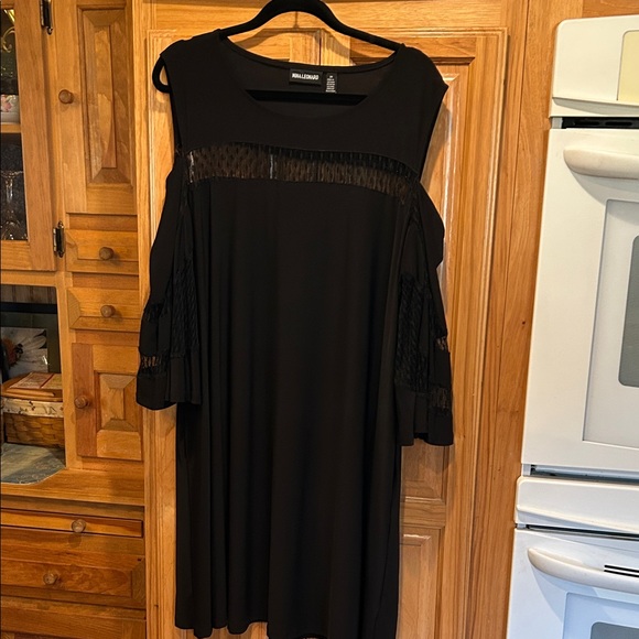 Nina Leonard Dresses & Skirts - Pretty and fun black dress! See elegant lace accents and open shoulder design.